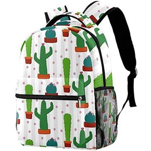 Lichtgewicht Rugzak Groene Cactus Plant Pot Kleine Bloemen Klassieke Casual Dagrugzak