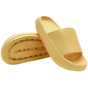 Zomer Dikke Platform Badkamer Thuis Mannen Slippers WomenSoft Sole Indoor Sandalen Antislip Slippers Mannelijke Slides (Color : Yellow, Size : 38-39(insole 240mm))