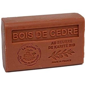 Maison Du Savon De Marseille - French Soap Made with Organic Shea Butter - Cedar Wood Fragrance - 125 Gram Bar