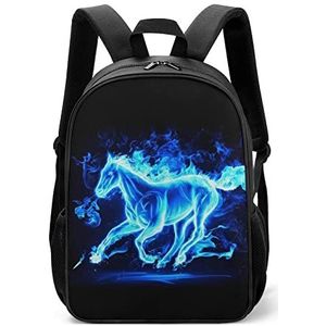 Blue Fire Flaming Horse Lichtgewicht Rugzak Reizen Laptop Tas Casual Dagrugzak voor Mannen Vrouwen