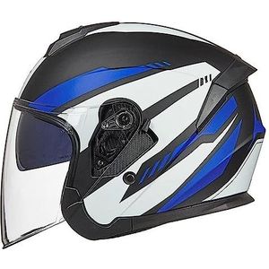 Motorhelm, Dubbel vizier open gezicht 3/4 scooter straat crossmotor helm DOT goedgekeurd D,XL61-62cm(D,XL6162cm)
