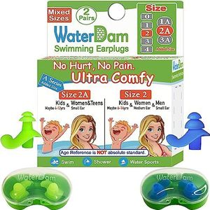 WaterDam Zwemmen Oordopjes Ultra Comfy Grote Waterdichte Zwemmen Oordopjes Voorkomen Zwemmers Oor (Maat 2A+2: Kids Tieners Medium Oor Vrouwen Kleine Oor Mannen (Groen Blauw))