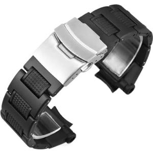 Plastic stalen horlogeband Fit for Casio G-shock Air bully GA-1000 1100 GW-A1100 A1000 herenhorloge band 16mm(Color:Black-silver buckle)