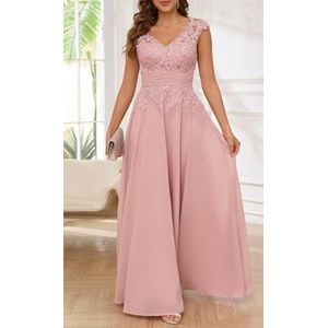 Vrouwen Dubbele V-hals Moeder Van De Bruid Bruidegom Jurken Chiffon Kant Applicaties Formele Avond Grootmoeder Jassen ZM206, Emerald Groen, 32