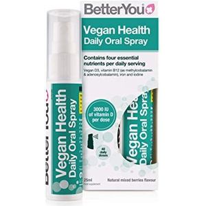 Better You Vegan Health Daily Oral Spray | 3000 IE (75UG) vitamine D | Bevat vitamine D, vitamine B12, ijzer en jodium | 25ml | Natuurlijke gemengde bessensmaak