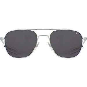 American Optical Originele Pilot zonnebrillen – nylon lenzen – Bayonet Temple – gepolariseerd (zilver/grijs, 57)