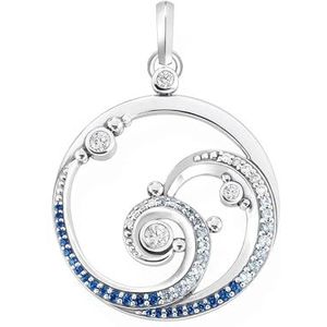Ocean Wave hanger, 925 sterling zilveren hanger zirkonia stenen sieraden uitgesneden ontwerp met filigraan roamntic cadeau for vrouw mannen meisjes