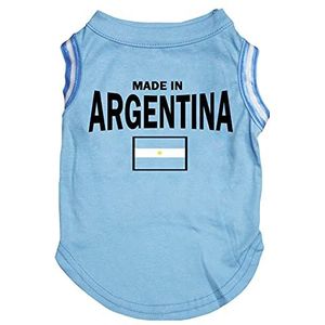 Petitebelle Gemaakt in Argentinië Puppy Hondenshirt (Blauw/Vlag, M)