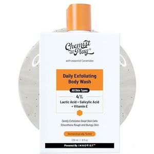 Chemist at Play Body Wash Exfoliating for Dry Rough Bumpy Strawberry Skin with 1% Salicylic Acid 2% Lactic Acid and Ceramides for Men and Women | 236 ml