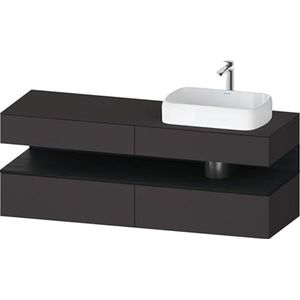 Duravit Qatego console badmeubel, 2 uitschuifelementen, 2 laden, uitsparing rechts, 1600x550x600mm, nis eiken zwart, QA4778016, Kleur: grafietmetaal