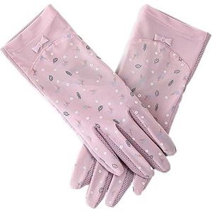 Zonnebrandhandschoenen Vrouwelijke dunne ademende anti-ultraviolette stretch korte handschoenen Rijden Rijden Ijskanthandschoenen (Color : Lotus color, Size : One size fits all)
