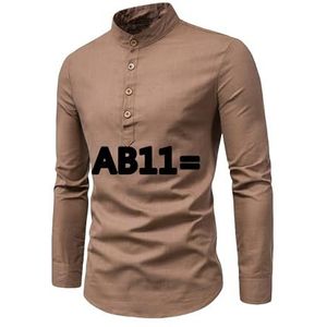 YMING AB11 AB11 Herenoverhemd met lange mouwen, voor werk en kantoor, effen, met knopen, AB11, bruin, 6XS