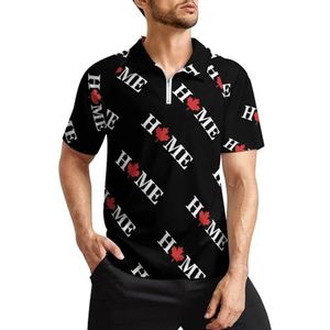 Home Canada Maple Leaf heren golfpoloshirts klassieke pasvorm T-shirt met korte mouwen bedrukt casual sportkleding top L