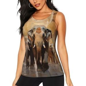 FBGHHTY Aziatische Olifanten Print Stijlvolle Vrouwen Workout Tank Top Vissen Vakantie Camping Houden Comfort Flexibiliteit, Zwart, S