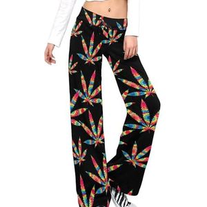 Regenboog Tie Dye Wiet Damesbroek Casual Broek Elastische Taille Lounge Broek Lange Yoga Broek Rechte Pijpen