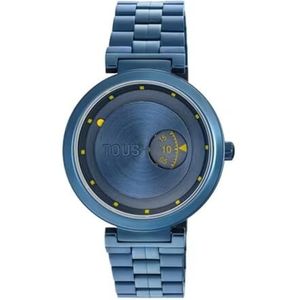 TOUS Mars Analoog horloge met blauwe IP-band roestvrij staal - Diameter behuizing: 36 mm - Waterdicht tot 5 ATM-kwarts uurwerk - Vouwsluiting - Klassiek, Klassiek
