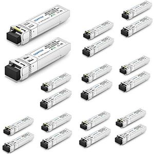 QSFPTEK 10G SFP+ Bidi-Zendontvangers LC Single-Mode Module voor Cisco SFP-10G-BX80U-I (1490nm-TX/1550nm-RX), voor Cisco SFP-10G-BX80D-I (1550nm-TX/1490nm-RX), 80KM, met DDM - 10 paar