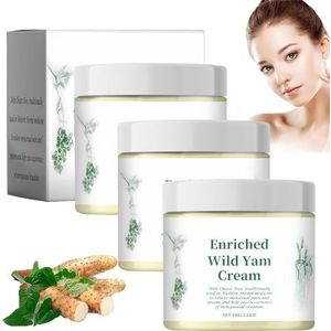 Gizcheap Biologische Wilde Yamcrème, Biologische Wilde Yam Balancerende Crème, Biologische Wilde Yamcrème Voor Vrouwen, Hydraterend En Voedend Voor Verlichting Van De Menstruatie (3 Flessen)