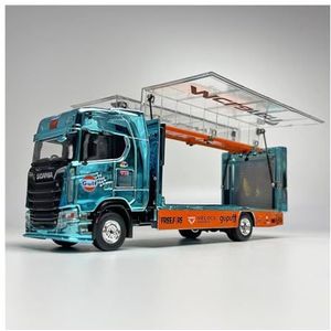 Schaal Automodel 1 64 Voor Scania S730 Gesloten Dubbeldekker Truck Transport Voertuig Techniek Voertuig Model Cars Replica