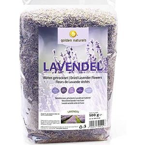 Golden Naturals Lavendelbloemen, 2 x 500 g, gedroogde, aromatische lavendel, thee, geurintensief, levensmiddelenkwaliteit