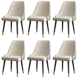 GEIRONV Moderne eetkamerstoelen set van 6, zachte PU lederen zitkussen metalen poten lounge zijstoelen woonkamer keukenteller stoelen Eetstoelen (Color : White)