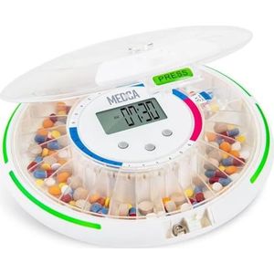 Automatische Pillendispenser - 28-daagse Elektronische Medicatie-organizer - Afsluitbare Sleutelpilcontainer met LCD-scherm en Herinneringsalarm