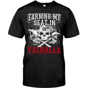 Vintage Nordic Tattoo Schedel T-shirt, Viking Valhalla 3D-geprint Heren Zomerstraat Casual Korte Mouwen, Zomer Ademende Mesh Sport Korte Mouwen (Color : Viking A, Size : L)