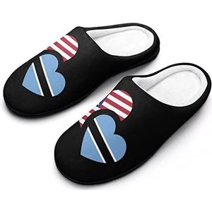 Botswana Amerikaanse vlag katoenen pantoffels voor dames warme anti-slip rubberen zool huisschoenen voor indoor hotel 11-12 (42-43)