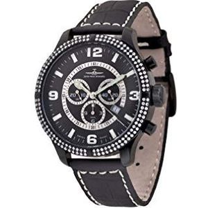 Zeno-Watch Mens Horloge - OS Retro Chrono Parisienne zwart - 8830Q-bk-h1