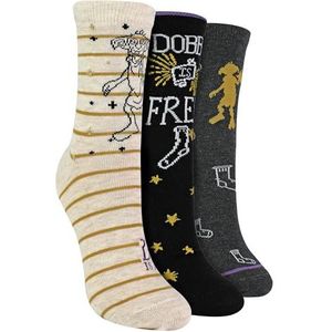 Harry Potter 3 paar Multipack Dobby is Free Sokken voor Dames | Nieuwigheid Sokken voor Dames Geschenken, Meerkleurig, 37-42 EU
