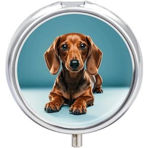 Leuke Teckel Honden Pillendoos Waterdichte Draagbare Geneeskunde Pil Case Vochtbestendig Metalen Reizen Pillendoos met 3 Compartimenten Geneeskunde Case