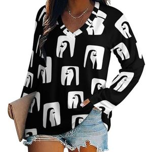 Leuke Pinguïn Vrouwen Casual Lange Mouw T-shirts V-hals Gedrukt Grafische Blouses Tee Tops S