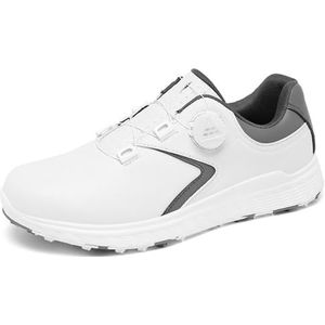 SDEQA Dames golfschoenen brede waterdicht lederen golfsport sneakers voor buitengolftraining,White black,41 EU