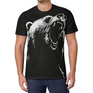 Angry Bear T-shirt met korte mouwen voor heren, casual T-shirt met ronde hals, modieus zomertops