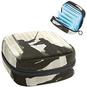 Maandverband Opbergtas,Draagbare maandverband Opbergzak,Japanse Kendo Fight Forest, Meerkleurig, 4.7x6.6x6.6 in/12x17x17 cm