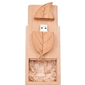 USB Stick 16GB Flash Drive, PenDrive met Houten Doos - Creatieve Bladvorm 16 GB SB 2.0 Memory Stick Gegevensopslag - FEBNISCTE Jump Drive - Verjaardagscadeau/Afstudeercadeau Familievrienden