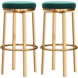 Barkrukken Barstoelen, 2 Stuks Draaibare Ronde Barkrukken Fluwelen Gestoffeerde Zitting Hoge Stoelen Met Gouden Voetsteun En Rubberen Matten Voor Keuken Keukenstoelen(Grün,65cm Sitting Height)