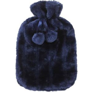 Warmwaterkruik 2000 ml warmwaterkruikhoes verwijderbare fleece warmwaterkruik koudebestendige warmtebehoud hoezen verwarmingskussen hoes voor winter warmwaterzak (blauw)