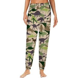 Camouflage dinosaurussen dames pyjama lounge broek elastische tailleband nachtkleding broek print