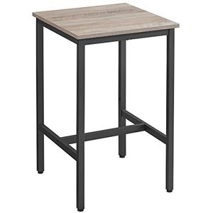 VASAGLE Hoge tafel, vierkante bartafel, stalen frame, eenvoudige montage, voor keuken, woonkamer, industriële stijl, grijs-beige en zwart, 60 x 60 x 92 cm, LBT025B02