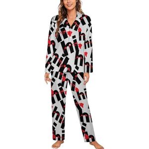 Hi Hawaiian Islands pyjama met lange mouwen voor vrouwen, klassieke nachtkleding, nachtkleding, zachte pyjamasets