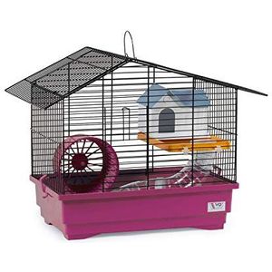 Decorwelt Hamsterstokken, roze, buitenmaten, 49,5 x 32,5 x 38, knaagkooi, hamster, plastic kleine dieren, kooi met accessoires