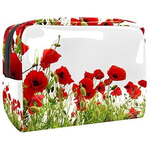 Waterdichte Make-up Pouch Paars Lavendel Bloemen Veld Make-up Tas Organizer Reizen Zip Toilettas Kleine Cosmetische Case Schoonheidstas voor Tieners Meisjes Vrouwen