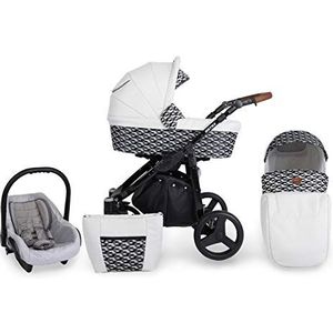 Kinderwagen 3in1 2in1 Isofix kinderwagen set + accessoires Kleurselectie Rotax Black van ChillyKids White Magic 02 2in1 zonder autostoel