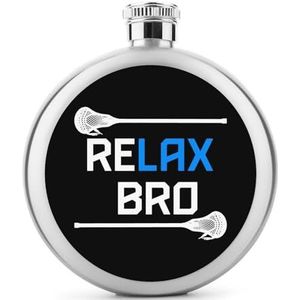 RELAX Bro Grappige lacrosse heupfles 140 ml lekvrije drankfles roestvrij staal wijnfles voor bruiloft feest geschenken