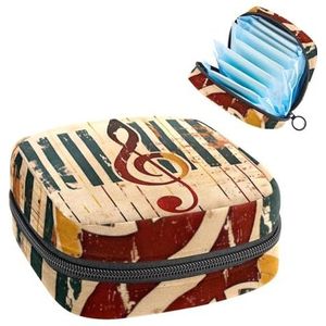 MUOOUM Maandverband Opbergtas, Vintage Muzieknoot Menstruatiecup Pouch, Draagbare Maandverband Pads Opbergzakken Vrouwelijke Menstruatie Eerste Menstruatie Tas voor Tiener Meisjes Vrouwen Dames