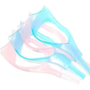 4 stuks wimperkaart, 3-in-1 herbruikbare plastic mascarabeschermer, wimperborstel, krultang, wimperkam, make-up cosmetische gereedschappen voor vrouwen (roze, blauw)