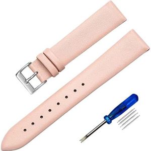 Stijlvolle en elegante horlogebanden for mannen en vrouwen, 12 mm-22 mm felgekleurde effen geweven lederen horlogebanden met gepolijste pingesp en installatiegereedschap (Color : Pink rosegold, Size