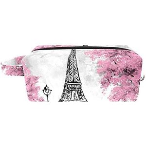Cosmetische tas,kleine handtas make-uptas voor damesportemonnee,Frankrijk koppelt Eiffeltorenboom,make-uptasjes voor op reis