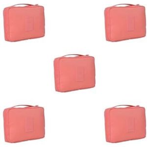 Cosmetische Opbergtas Waterdichte Grote Capaciteit Draagtas Toiletartikelen Pouch Case Thuis Make-up Wassen Pocket Vrouwen Meisjes Rode Wijn, 5 Set (Watermeloen Rood), as description, als beschrijving